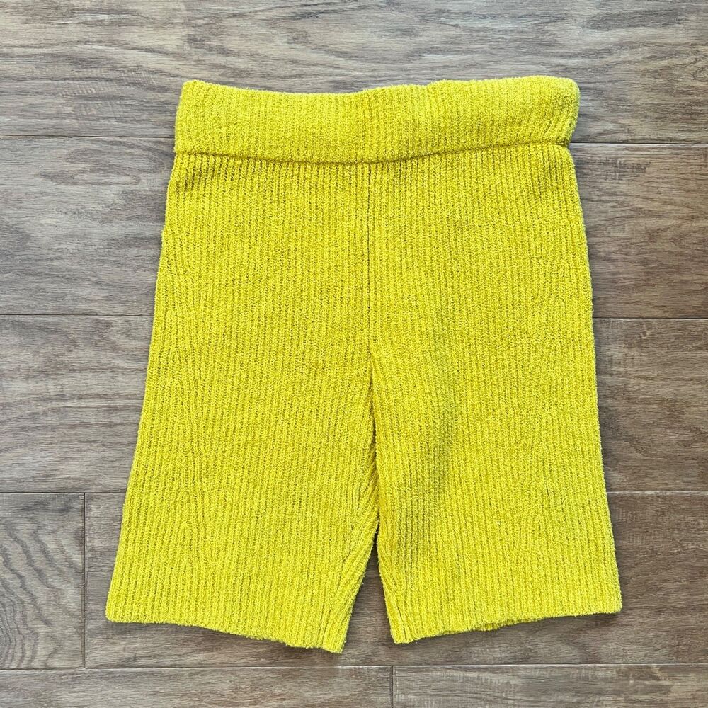 Rag & Bone Sunny Knit Rib Bike Shorts Size M Chirping Yellow